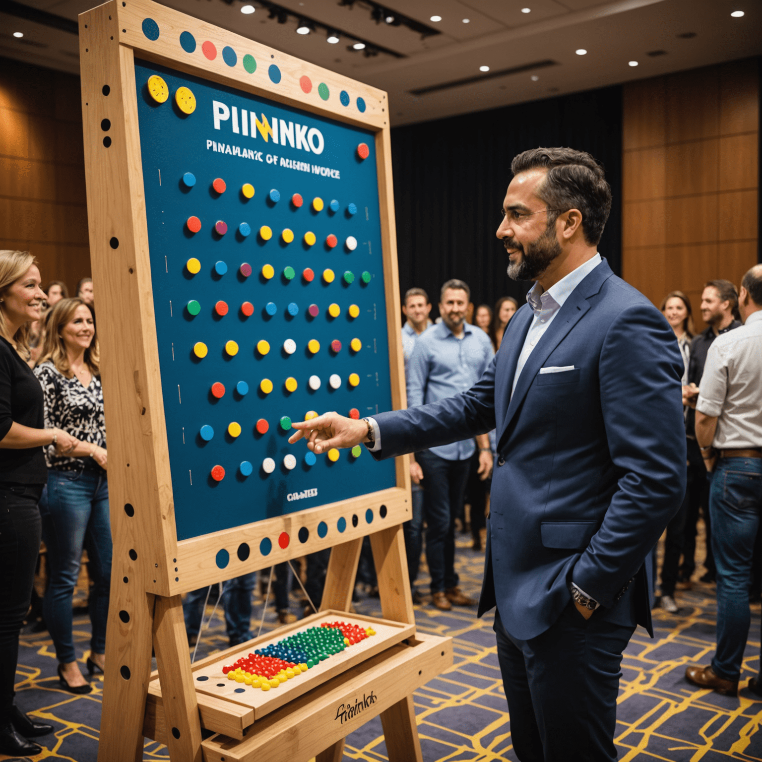 Foto de Carlos Rodríguez, director de marketing, presentando Plinko en un evento