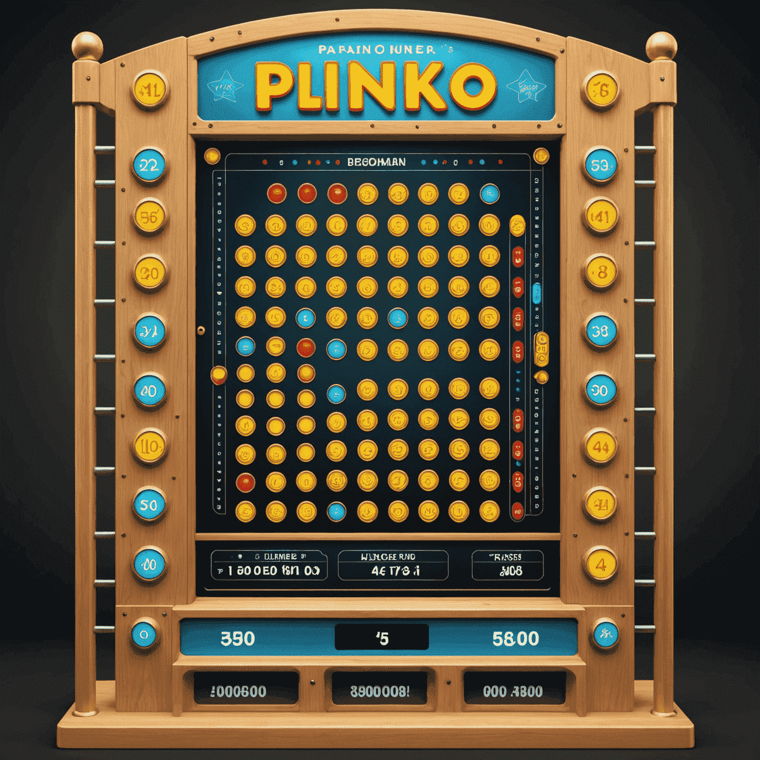 Interfaz de un juego de Plinko en línea mostrando diferentes bonos y promociones disponibles para los jugadores