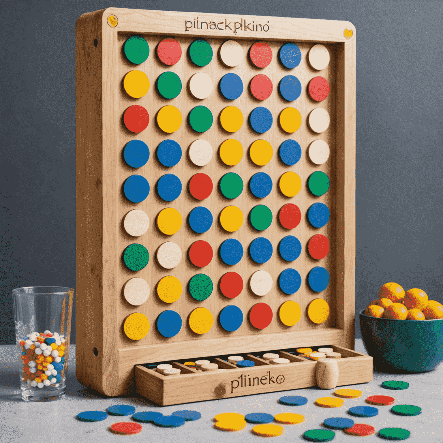 Tablero de Plinko fabricado con materiales reciclados y sostenibles, con fichas biodegradables y embalaje ecológico