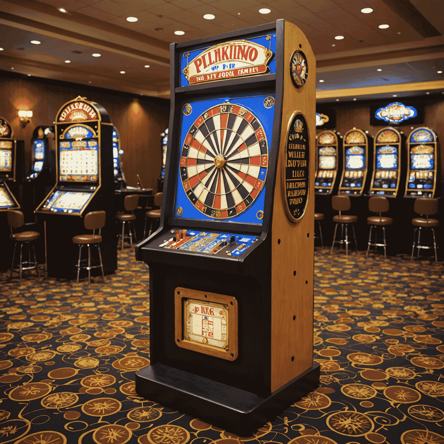 Montaje de Plinko junto a otros juegos de casino populares como ruleta y blackjack